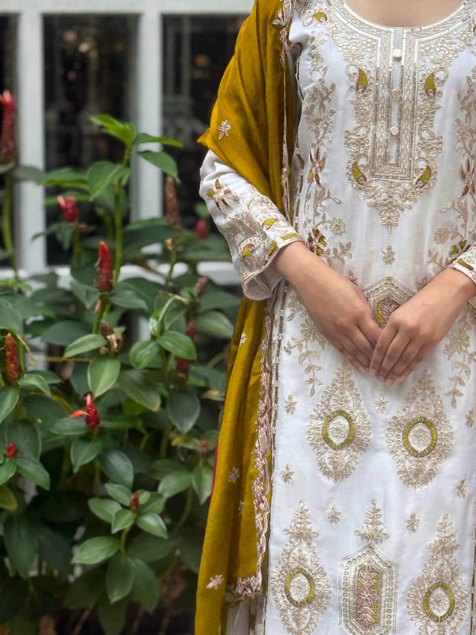 EID SPECIAL SEQUENCE EMBROIDERY ON SILK FABRIC TOP AND PLAZZO