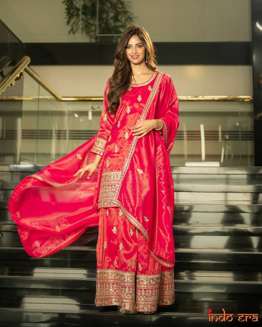 New Designer Party Top Pallazo & Dupatta Set