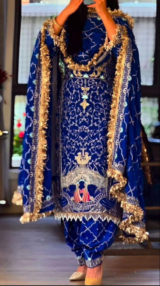 Launching New Designer Party Wear Look Top Dhoti Salwar and Dupatta