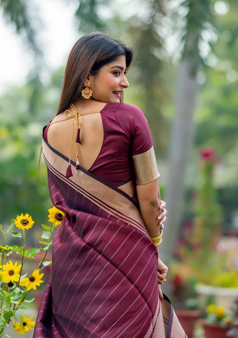 adorned with beautiful Zari work in form of traditional motifs