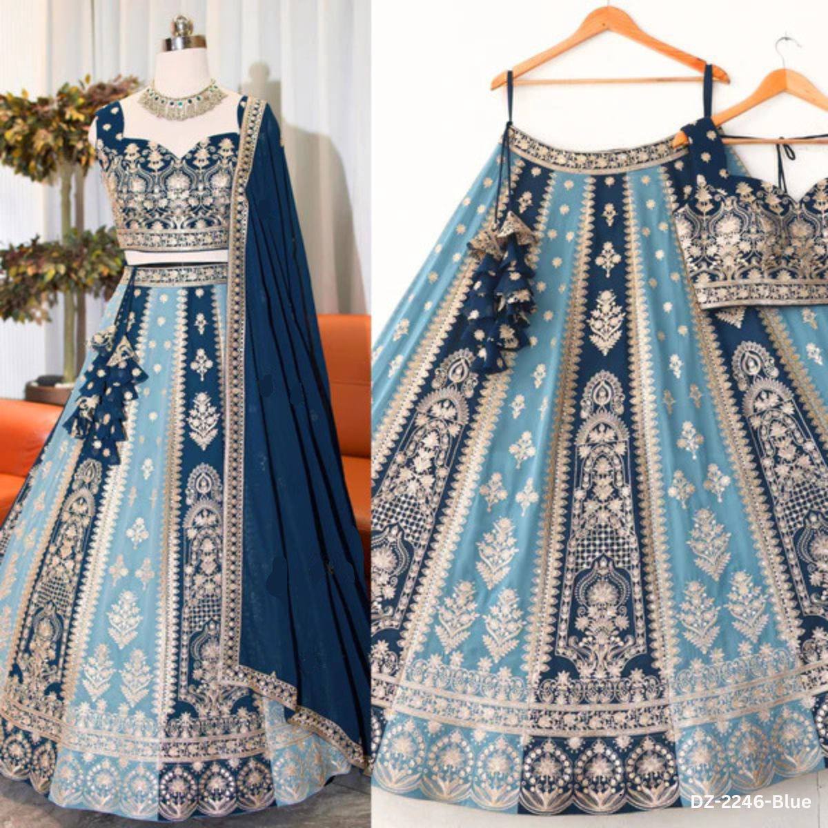 Heavy Thread With Sequence Embroidery Stich Work Lehenga Choli