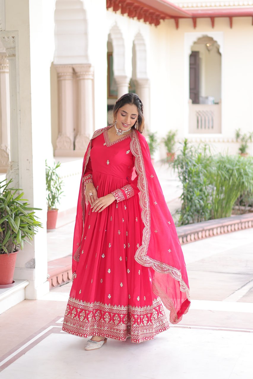 Vichitra Silk with Rich Sequins & Zari Embroidered work suit