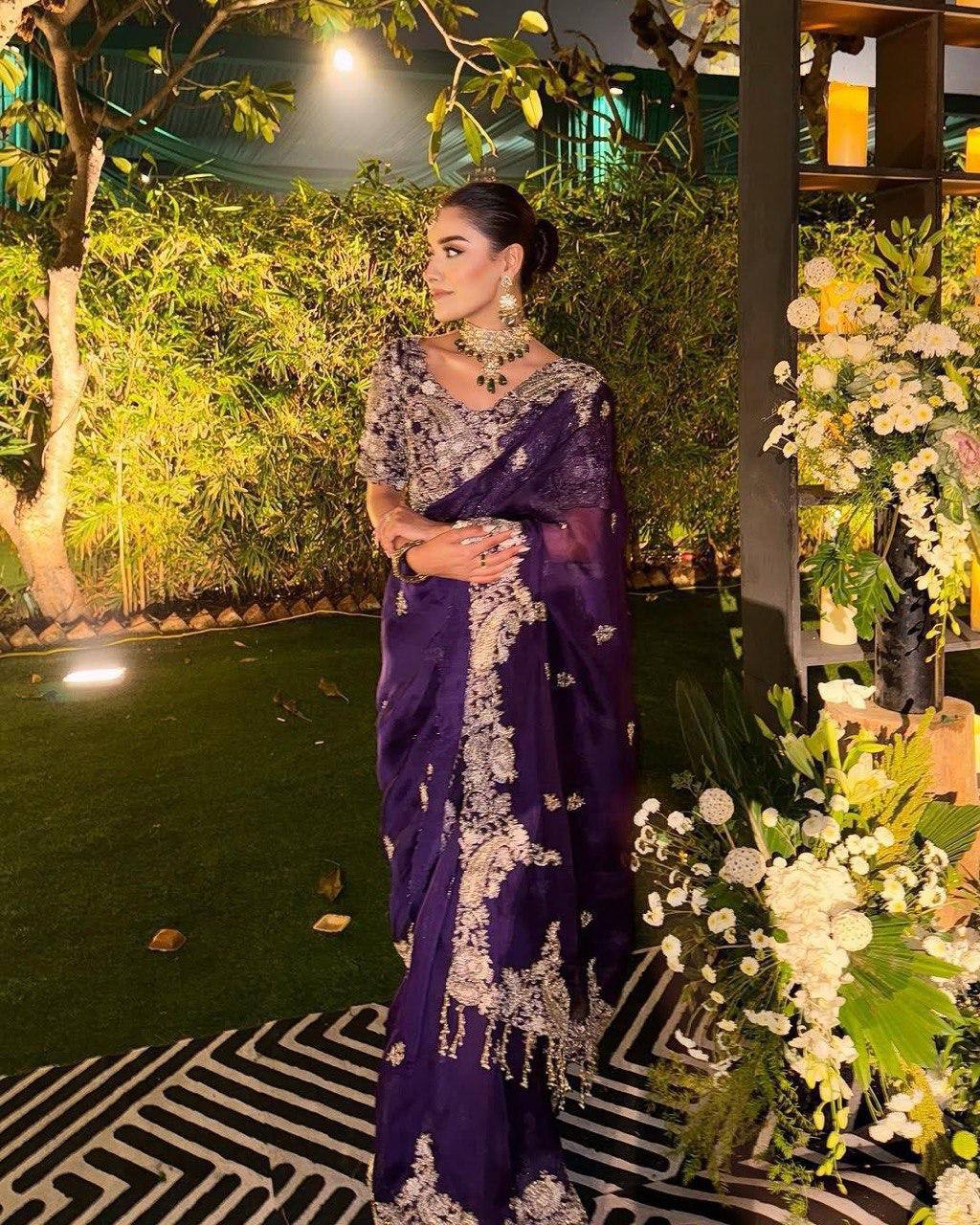 Pure Rangoli silk with coding pallu Embroidered work Saree