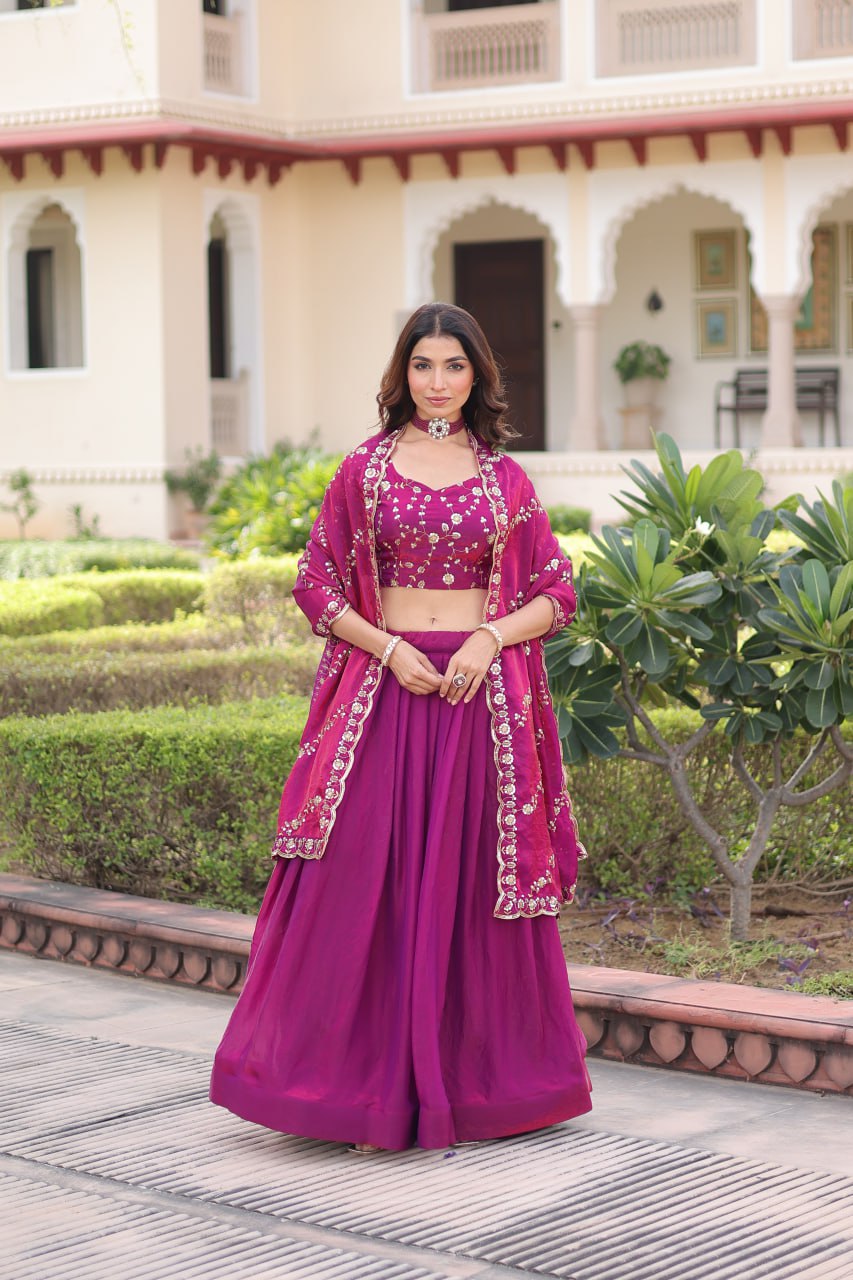 Fendi Silk With Heavy Sequins & Thread Embroidered work Lehenga