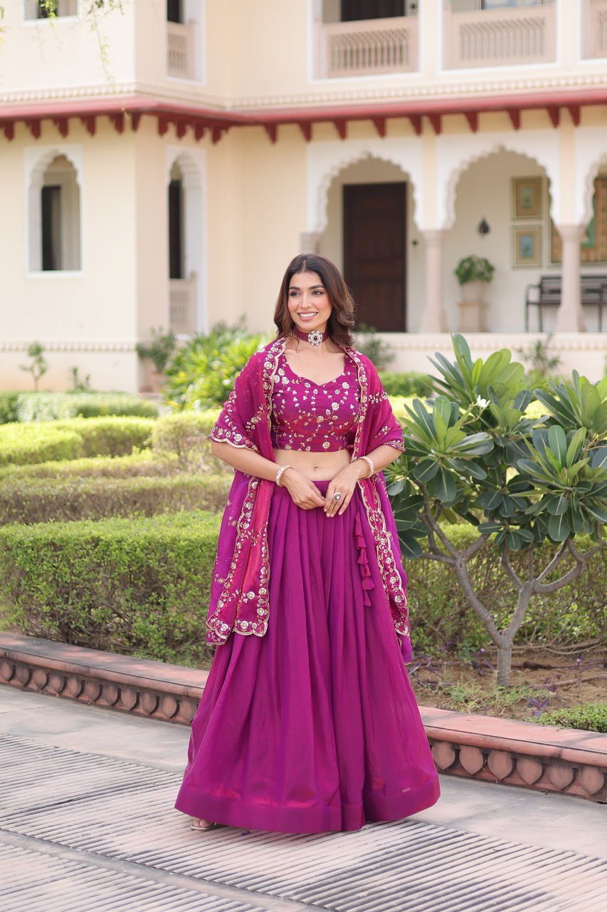 Fendi Silk With Heavy Sequins & Thread Embroidered work Lehenga