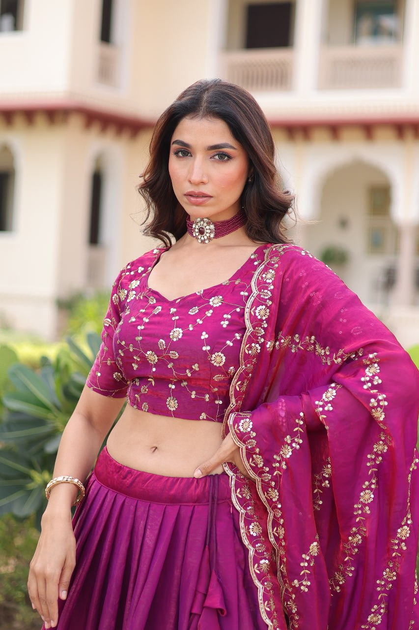 Fendi Silk With Heavy Sequins & Thread Embroidered work Lehenga