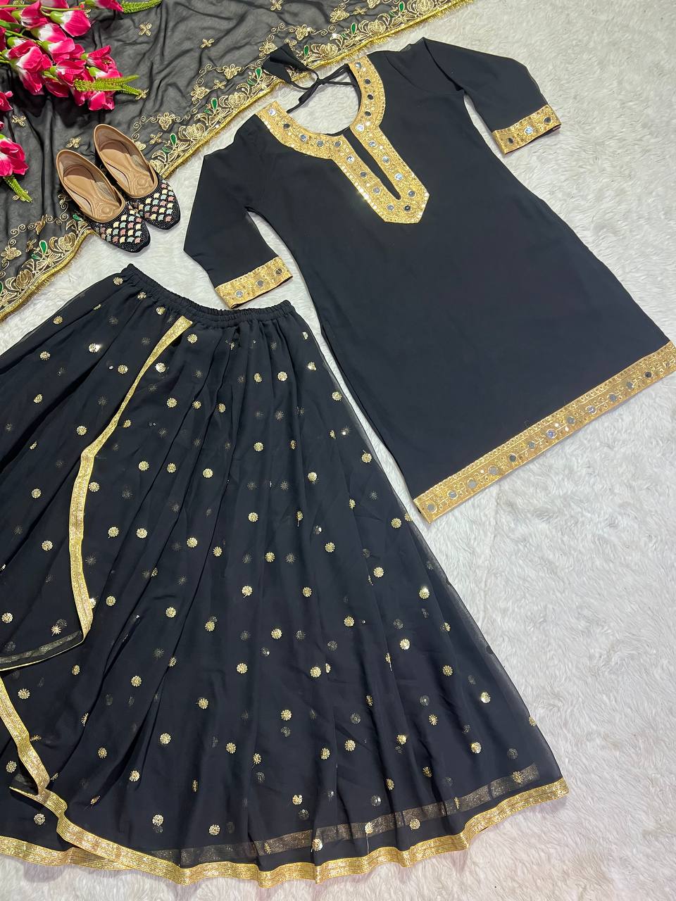 Launching New Designer Party Wear Look Top ,Dhoti Skirt and Dupatta