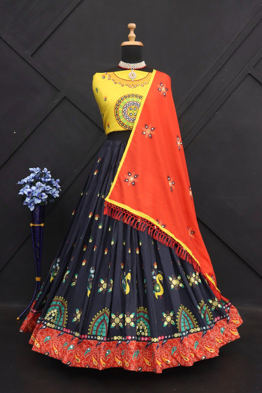 New Navratri Lounching Digital Print Muslin Cotton Lehenga Choli