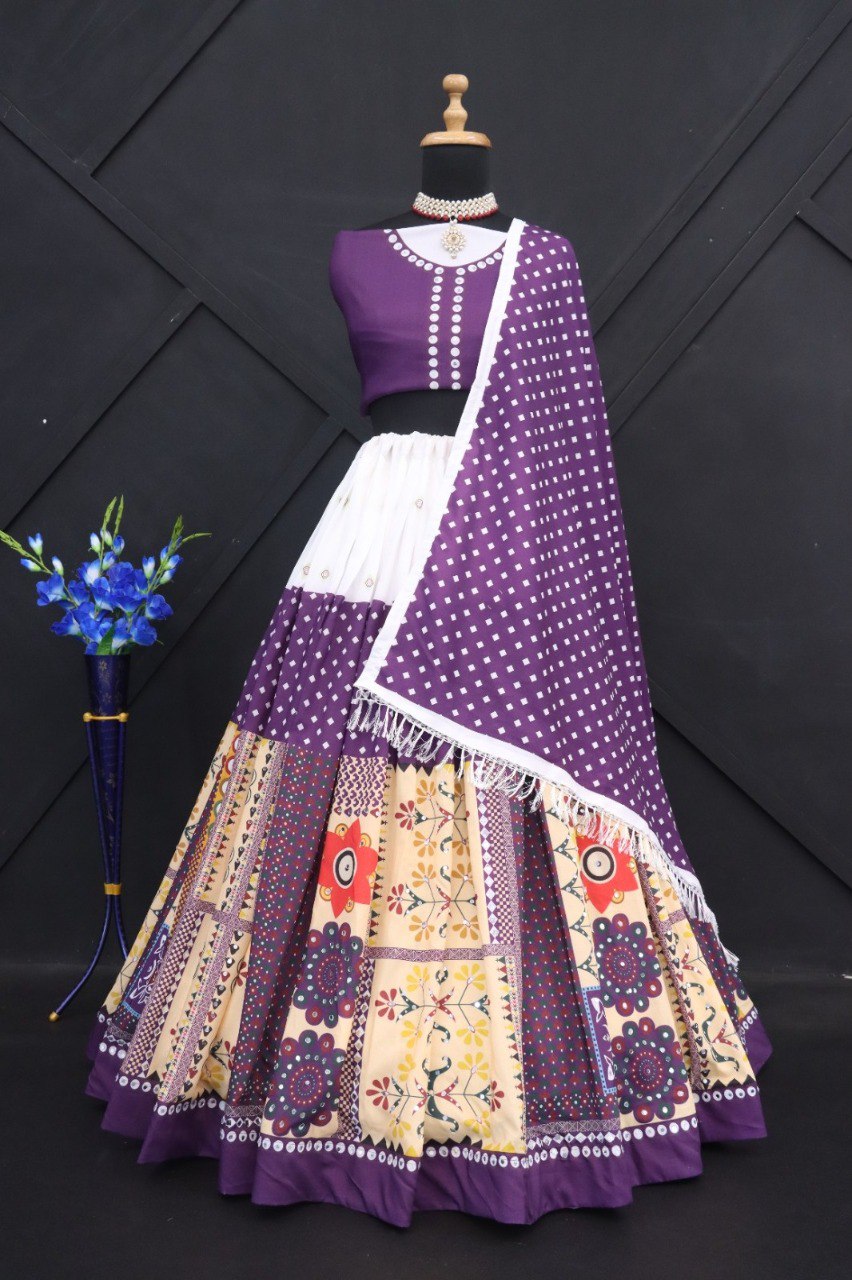 New Navratri Lounching Digital Print Muslin Cotton Lehenga Choli