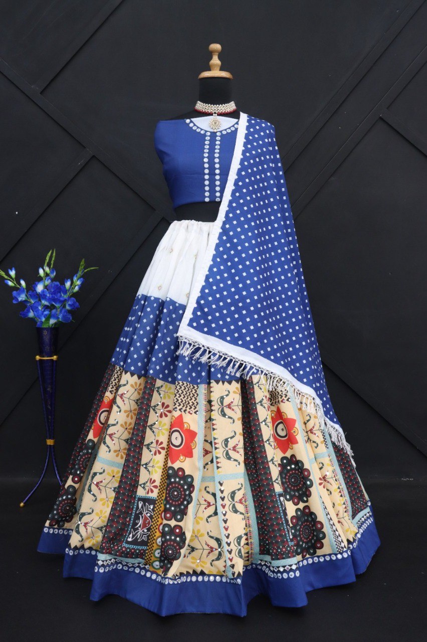 New Navratri Lounching Digital Print Muslin Cotton Lehenga Choli