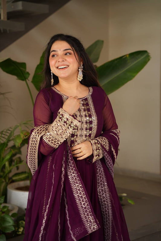 Designer Embroidered Anarkali Gown Dupatta Collection