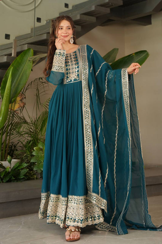 Designer Embroidered Anarkali Gown Dupatta Collection