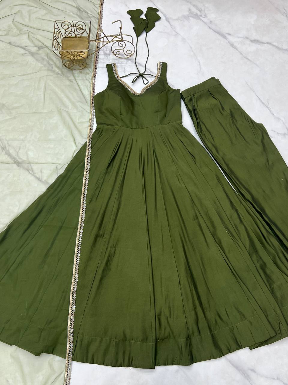 PURE ROMANSILK CHANDERI FABRIC FULLY FLAIR ANARKALI
