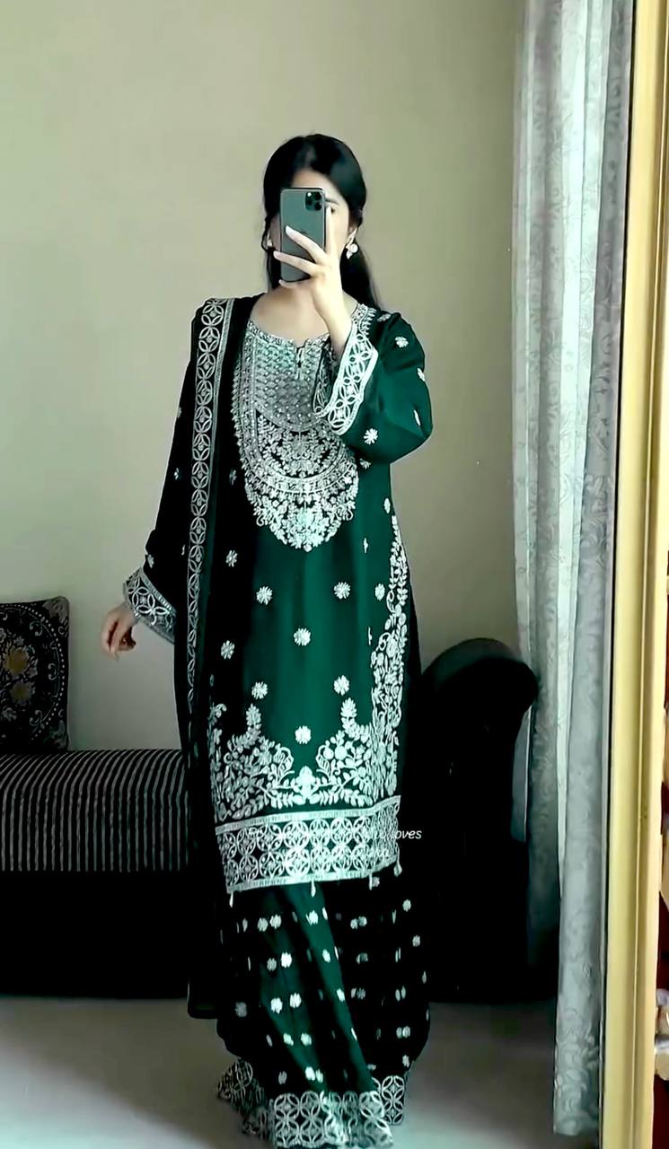 LAUNCHING NEW TRANDING COLLECTION 3 PIECE FANCY KURTI WITH PLAZZO