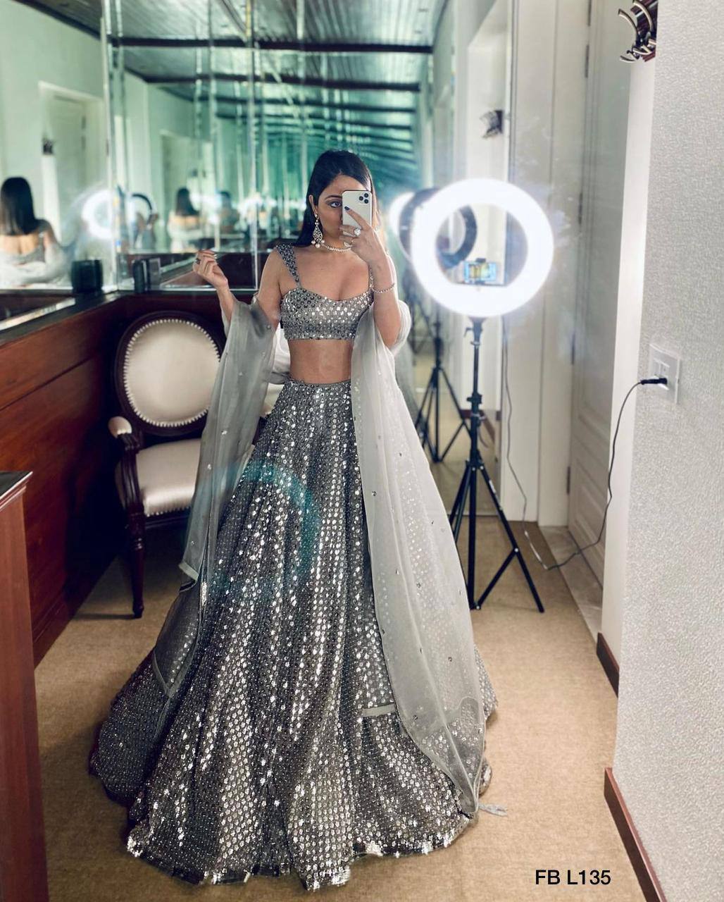 Kasturi crep silk lehnga with sequence work Choli