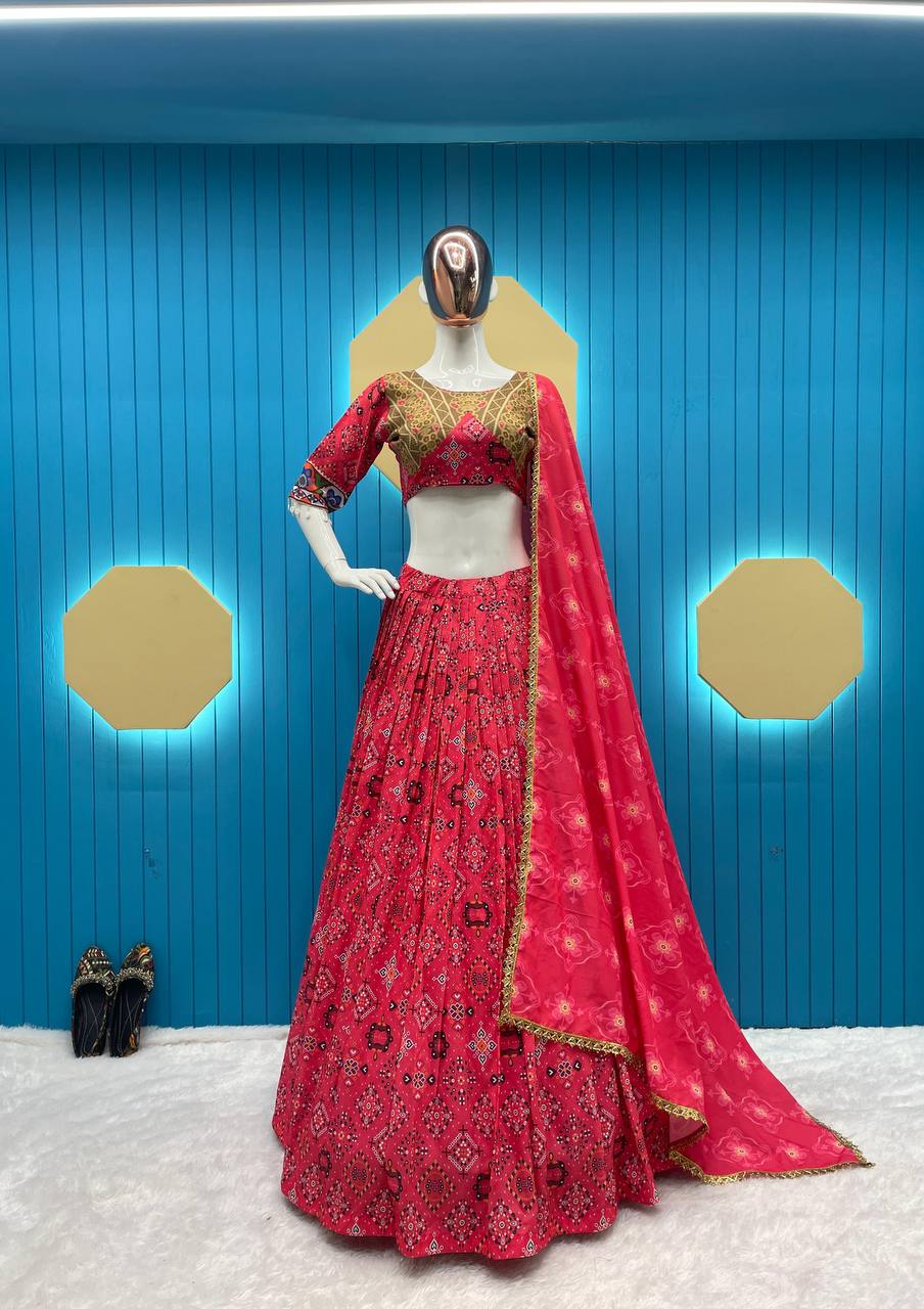 NAVRATRI ROCK WITH THIS PRINTED AND KODI LACE LEHENGA CHOLI WITH DUPATTA