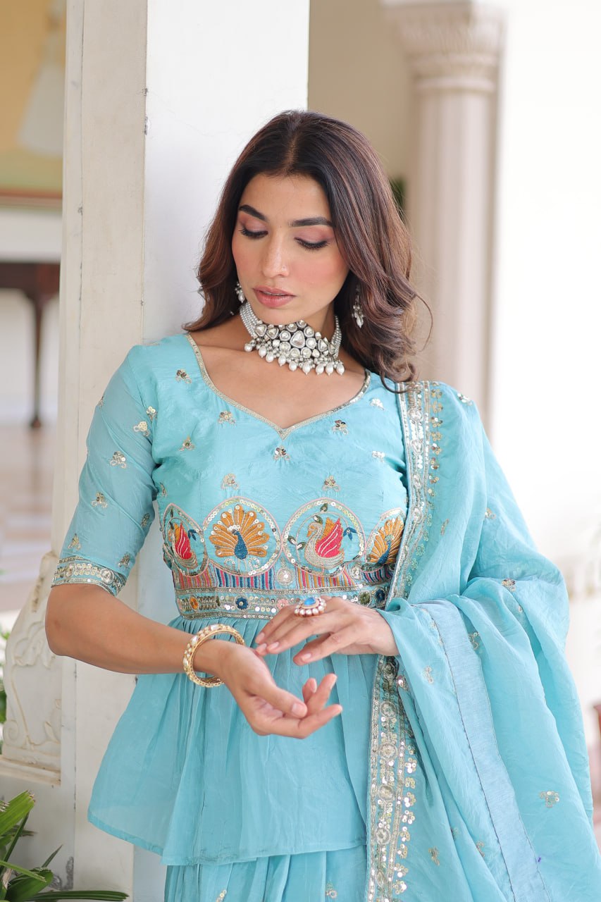 Premium Designer Sequins Embroidered Readymade Lehenga choli Set