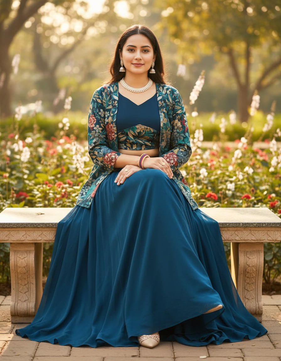 Sehen Sie umwerfend aus in diesem wunderschönen cremefarbenen Lehenga-Set