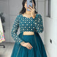 Shop this stunning Teal Blue Indo-Western Lehenga set
