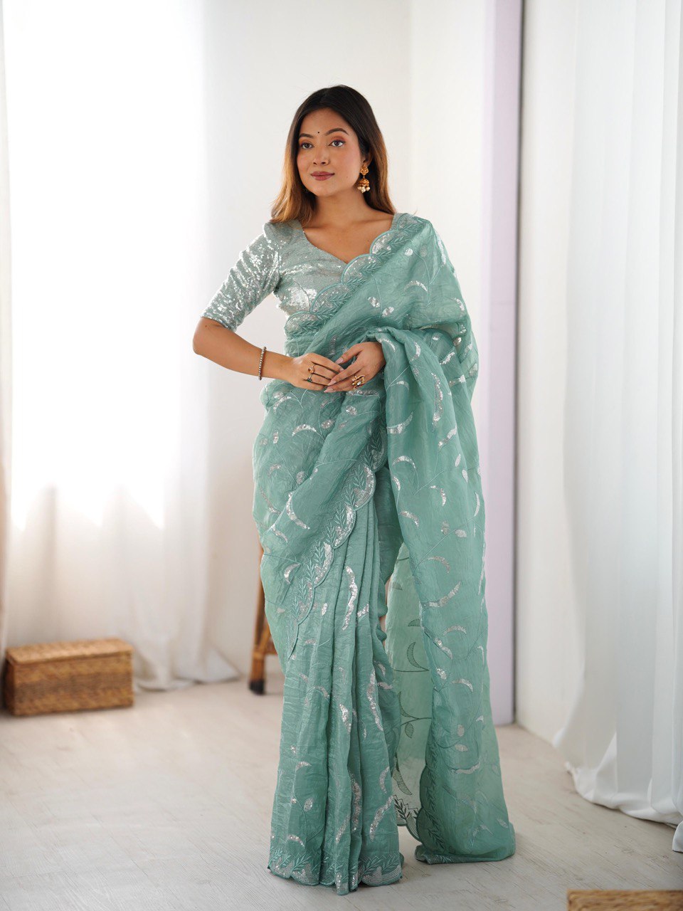 Sari en soie Rangoli douce pour tenue de soirée