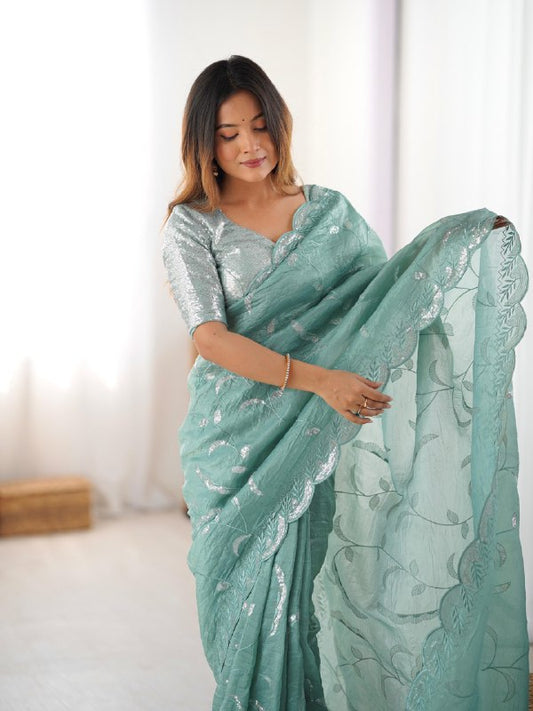 Sari en soie Rangoli douce pour tenue de soirée