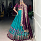 Tussar Silk Printed With Foil Work Lehenga Choli