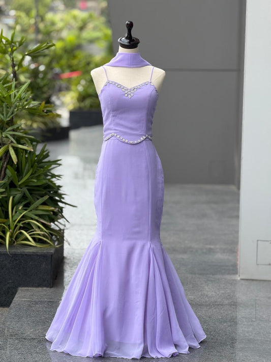 Georgette fishcut Skirt with adjustable waist elastic and zip Lehenga