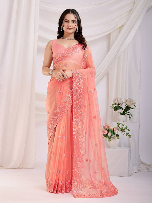 Cocktail Party Wear Twill net Saree