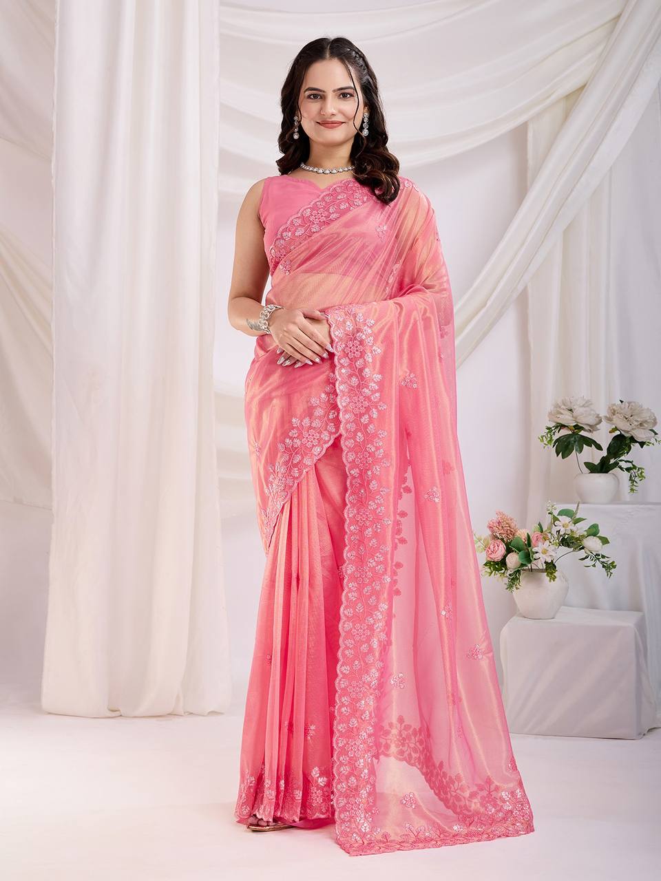 Cocktail Party Wear Twill net Saree
