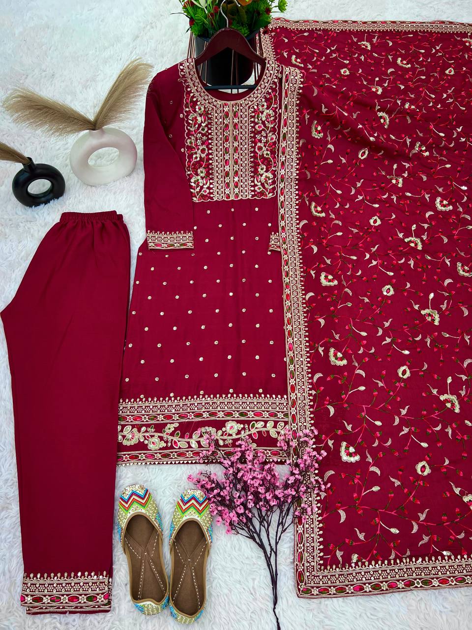 New Ready-made Collection With Pure Chinnon Silk And Heavy Embroidery Suit