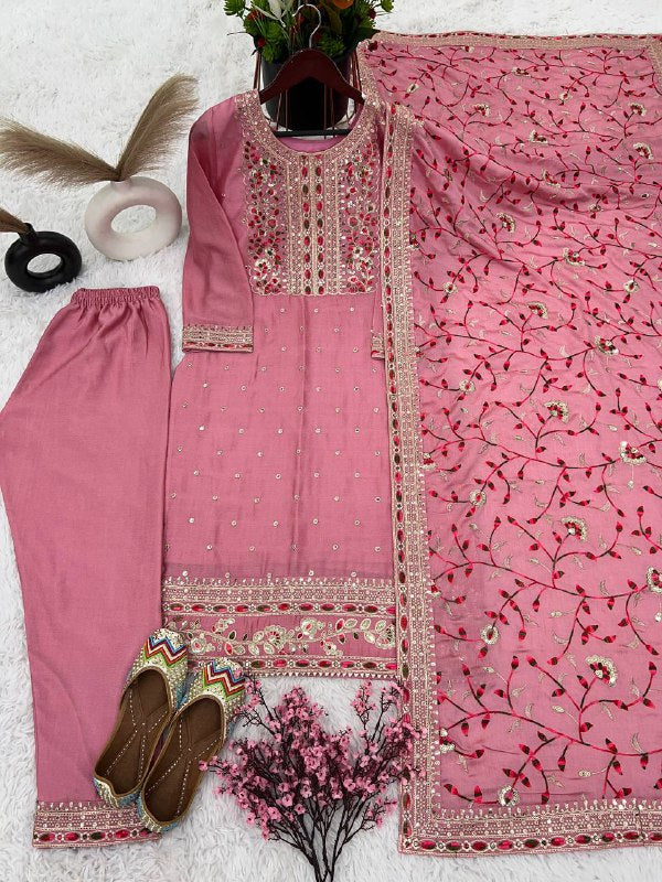 New Ready-made Collection With Pure Chinnon Silk And Heavy Embroidery Suit