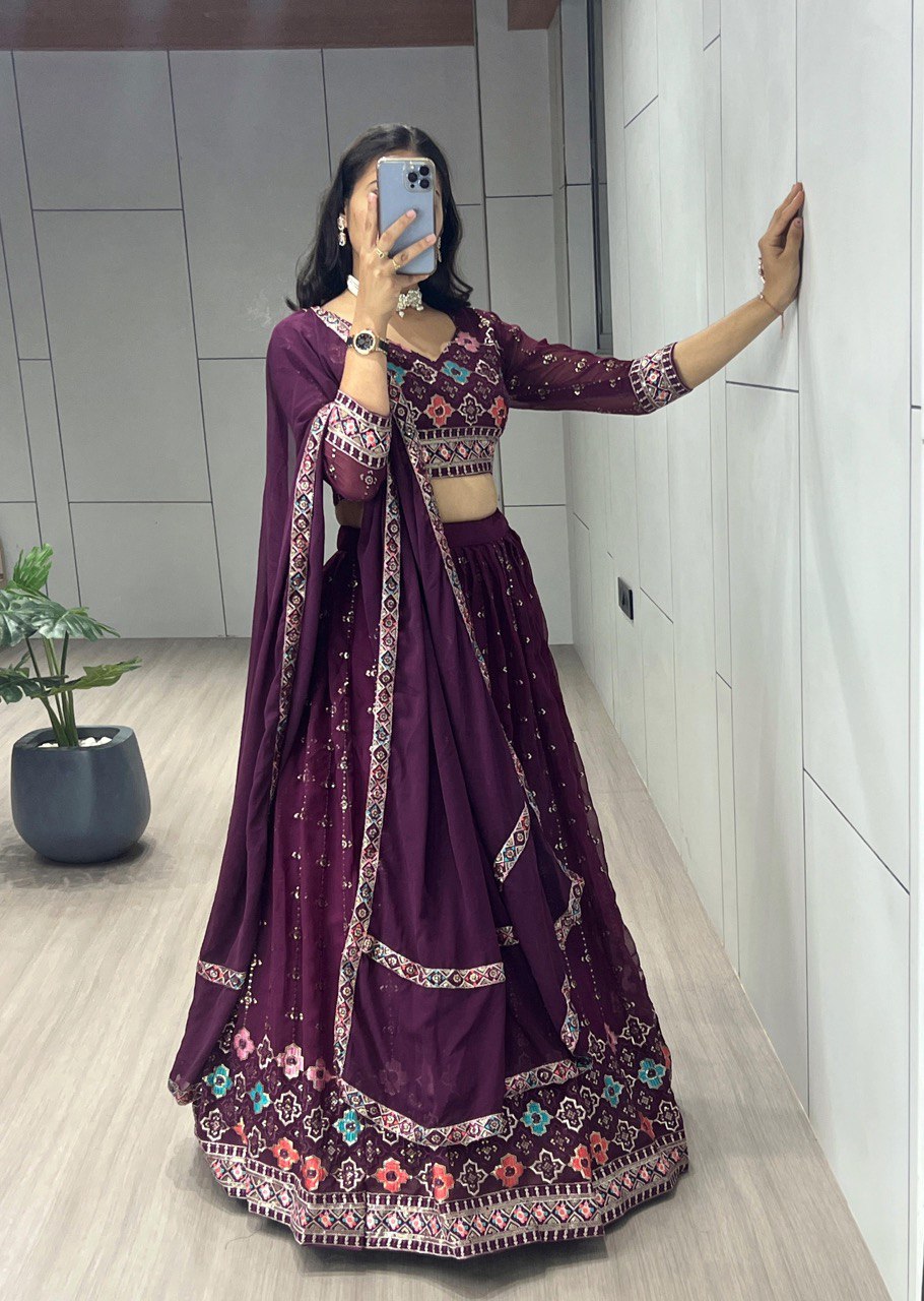 Célébrez le charme de la culture indienne avec ce magnifique ensemble lehenga