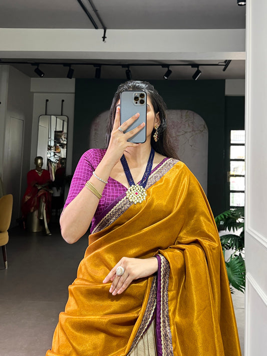 Tasar Silk Tie And Dye Print With Lace Touch Up Lehenga