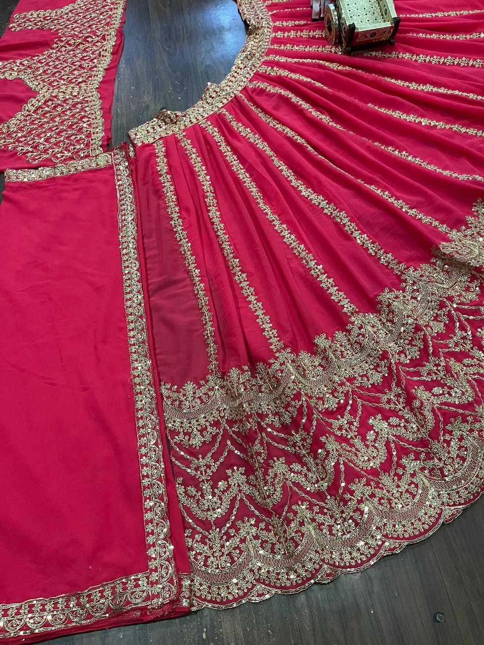 Launching Coding Sequins Work 4 meter flared Faux Georgette Lehenga