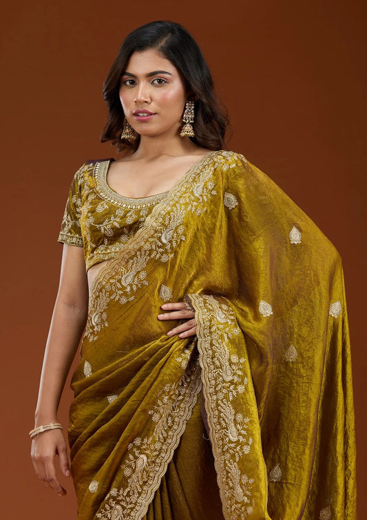 Heavy Fandy Satin Silk Saree