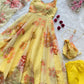 pure organza silk digital printed padded anarkali