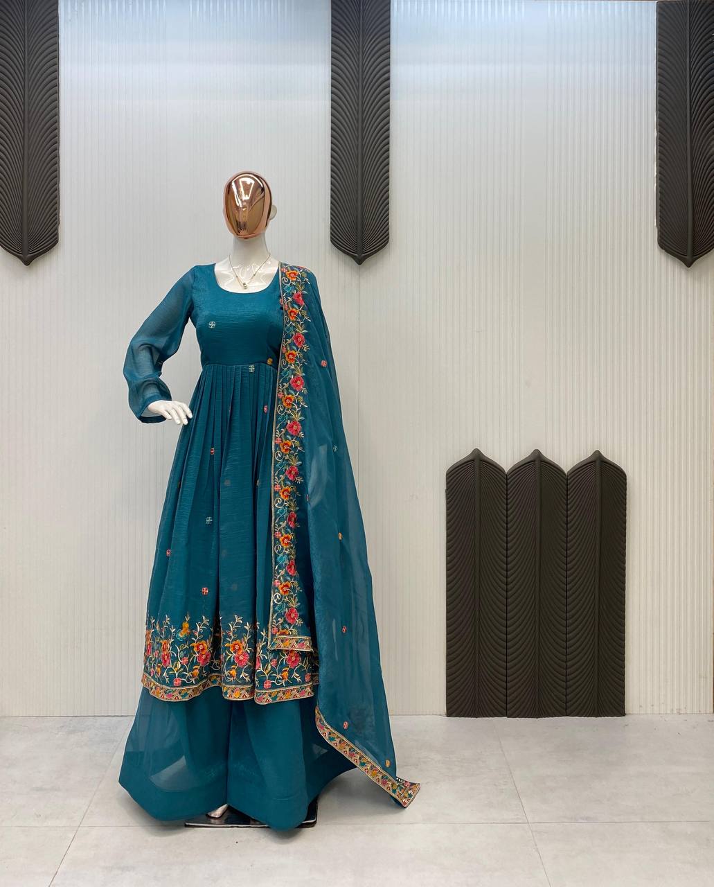 EXCLUSIVE 3 PIECE GOWN PLAZZO AND DUPATTA PAIR