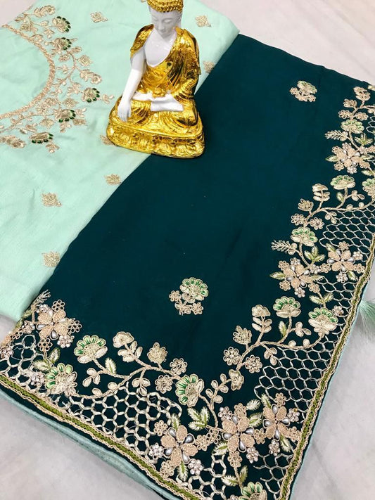 Super soft heavy Carpe saree with multi coding sequence & Jarkhand handwork