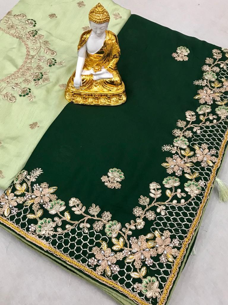 Super soft heavy Carpe saree with multi coding sequence & Jarkhand handwork