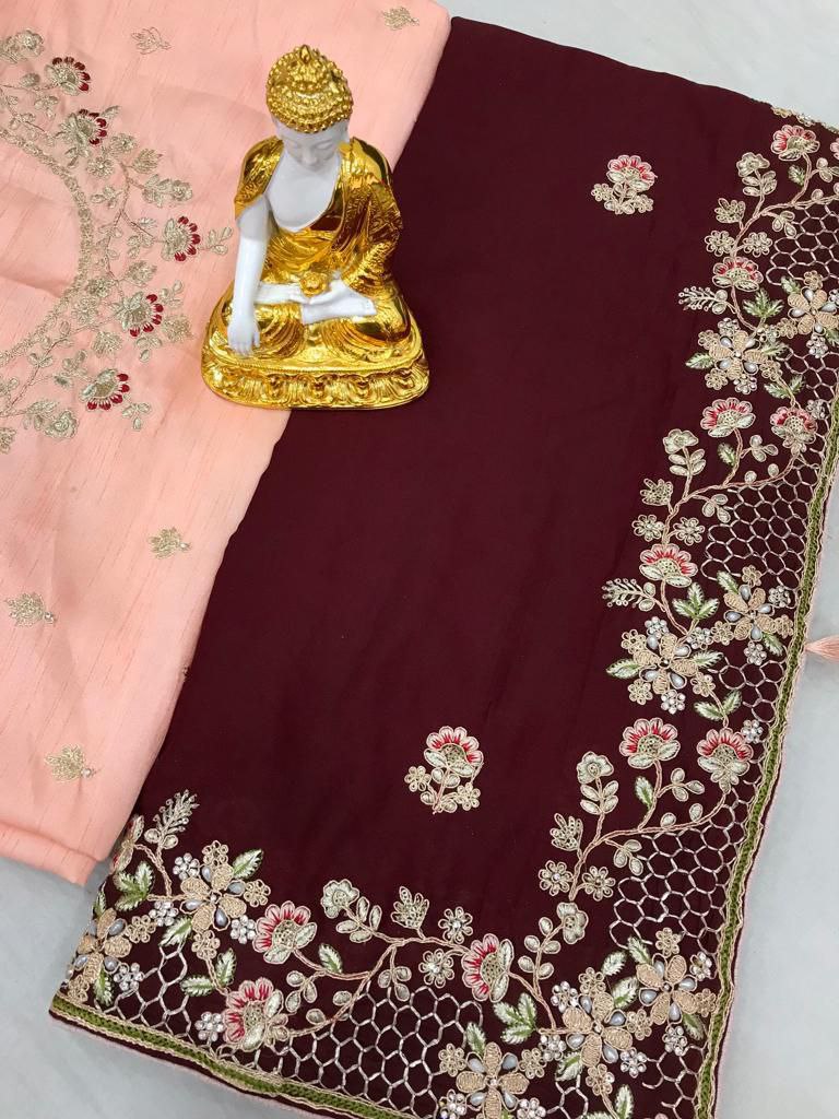 Sari en soie Rangoli douce pour tenue de soirée