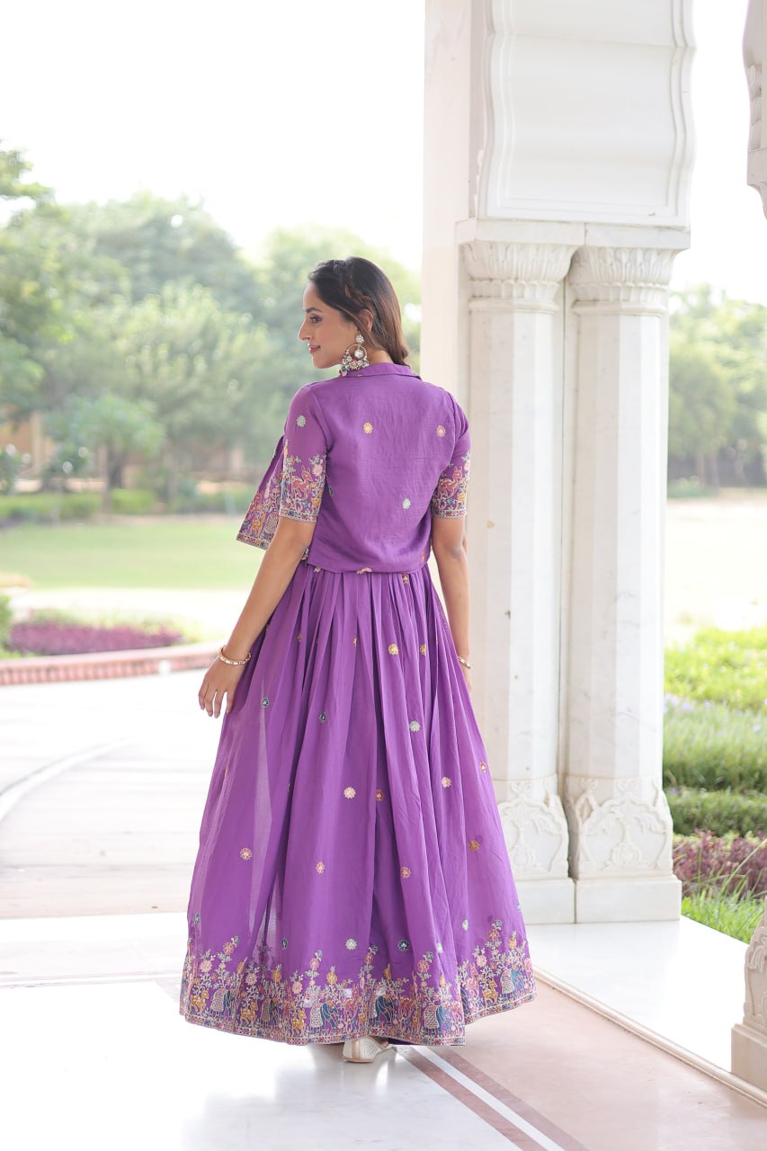 Vichitra Silk With Sequins Zari & Thread Embroidered work Gown