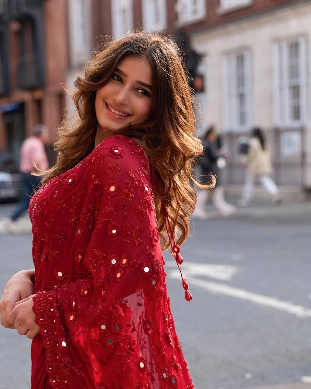 Soft Georgette fabric with embroidery work and real mirror Saree