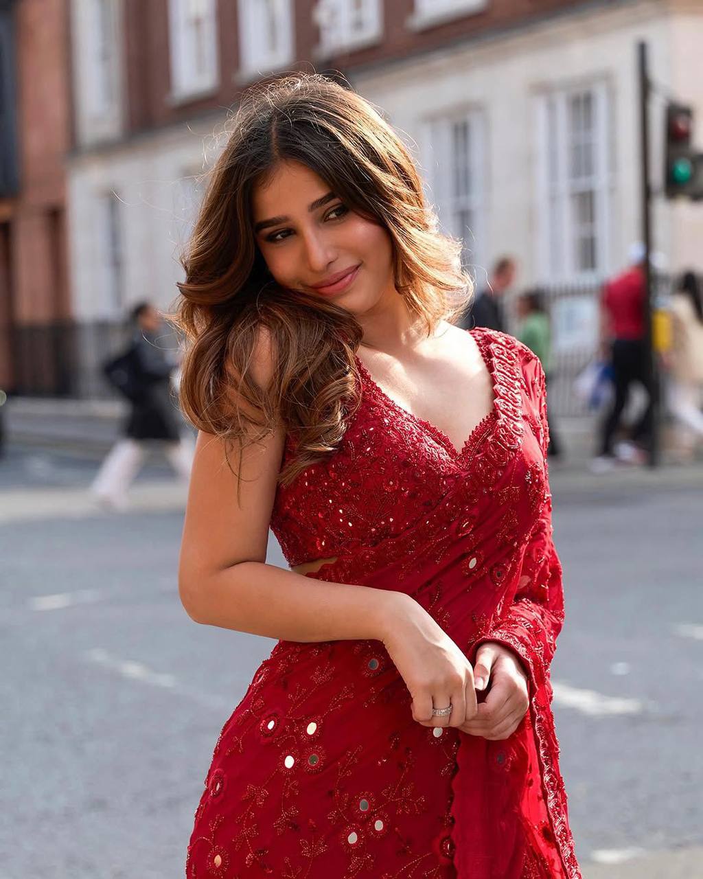 Soft Georgette fabric with embroidery work and real mirror Saree