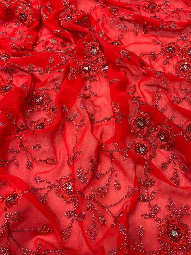 Soft Georgette fabric with embroidery work and real mirror Saree