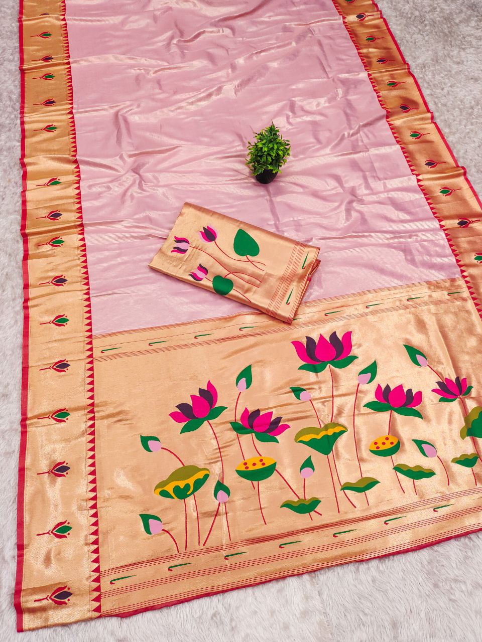 PURE SOFT ZARI KANCHIVRAM TISSUE PAITHANI SILK SAREE