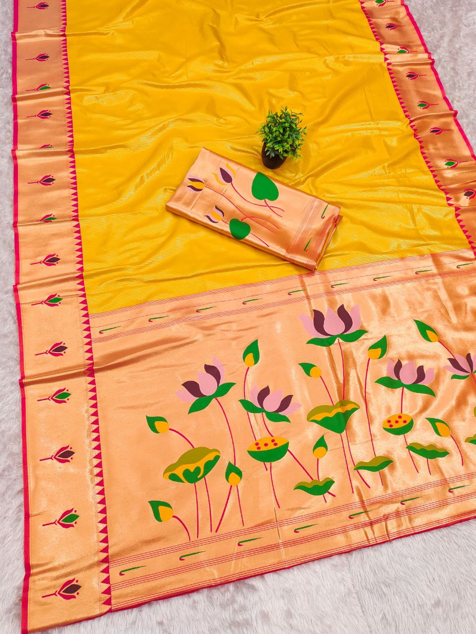 PURE SOFT ZARI KANCHIVRAM TISSUE PAITHANI SILK SAREE