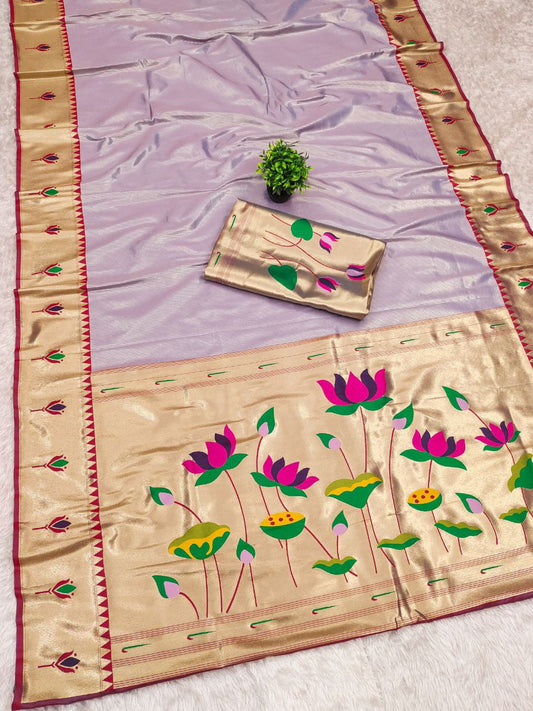 PURE SOFT ZARI KANCHIVRAM TISSUE PAITHANI SILK SAREE