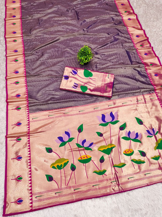 PURE SOFT ZARI KANCHIVRAM TISSUE PAITHANI SILK SAREE