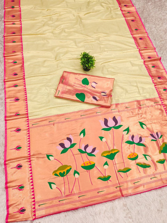 PURE SOFT ZARI KANCHIVRAM TISSUE PAITHANI SILK SAREE