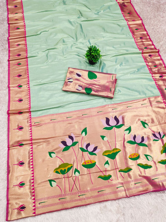 PURE SOFT ZARI KANCHIVRAM TISSUE PAITHANI SILK SAREE